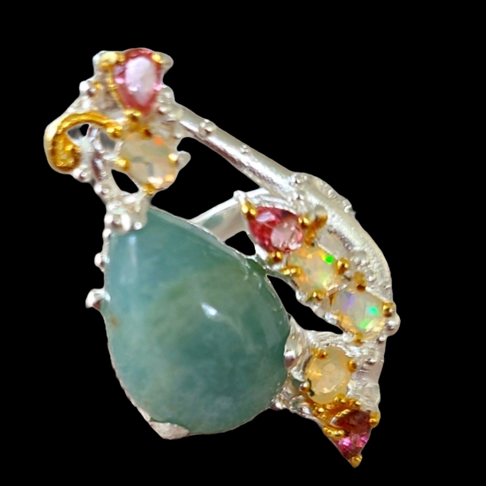 Larimar Opal Sterling Silver Ring - image 1